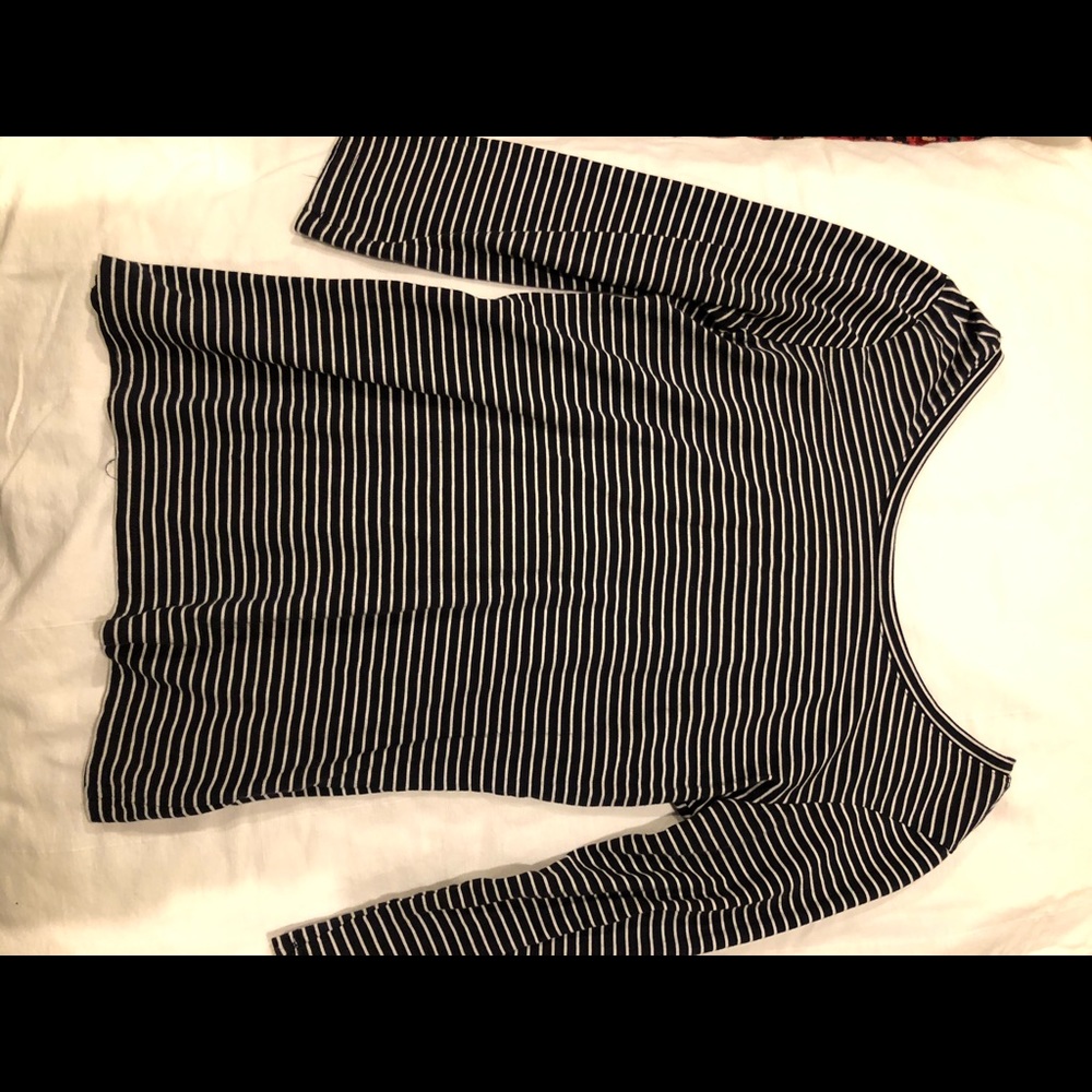 Black and white striped ballerina top